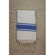 Fouta plate Bicolore écru rayures bleu breton (1x2m)